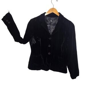 Size 10 Vintage Willie Smith Black Velvet Blazer – Office Goth Minimalist